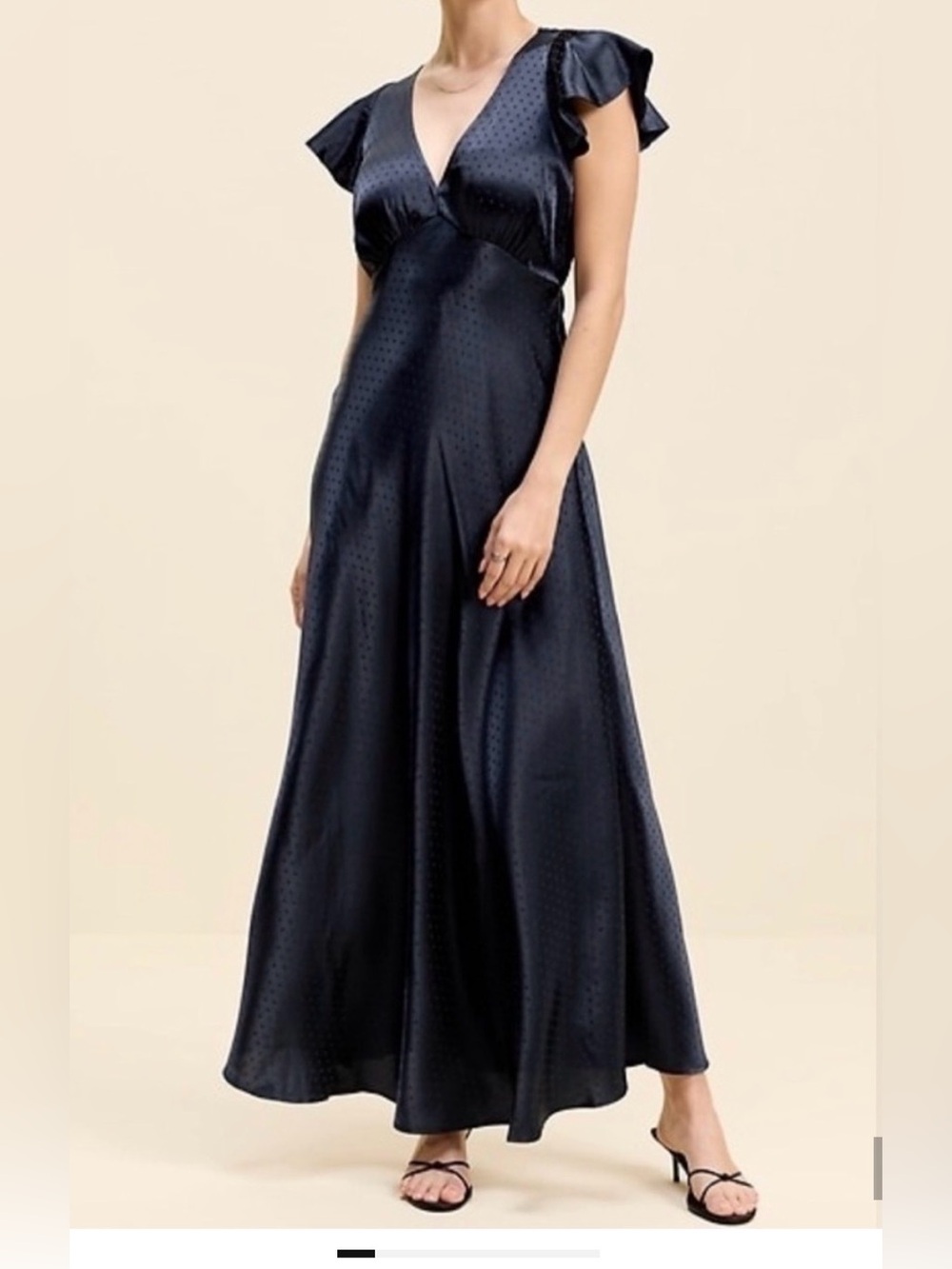 Elegant Navy Satin Dress